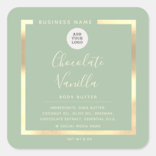 Minimalist simple logo typography gold frame square sticker