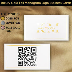 Minimalist Simple Luxury Gold Foil Monogram Logo Business Cards