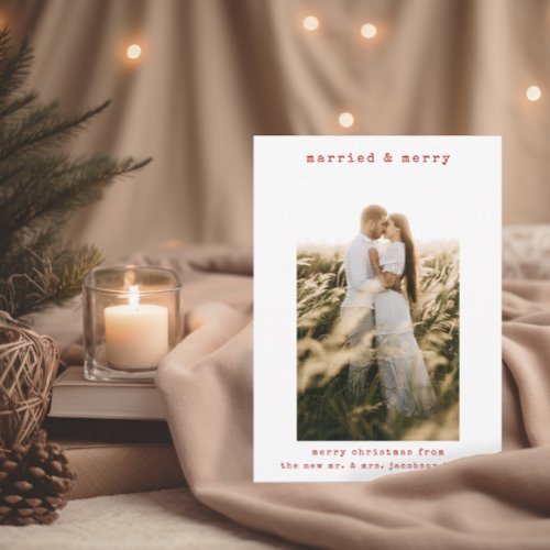 Minimalist Simple Married  Merry Christmas Card