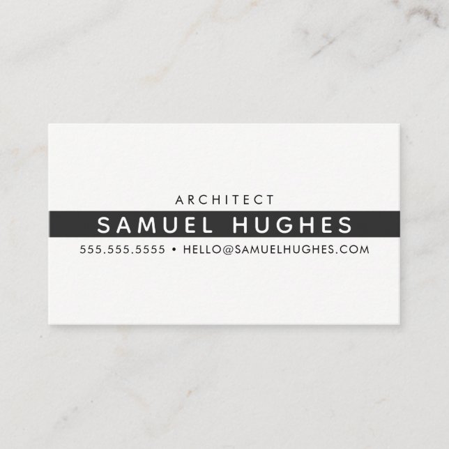 MINIMALIST simple masculine clean black stripe Business Card (Front)