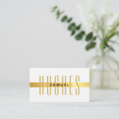 MINIMALIST simple masculine name black & faux gold Business Card (Standing Front)