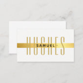 MINIMALIST simple masculine name black & faux gold Business Card (Front/Back)