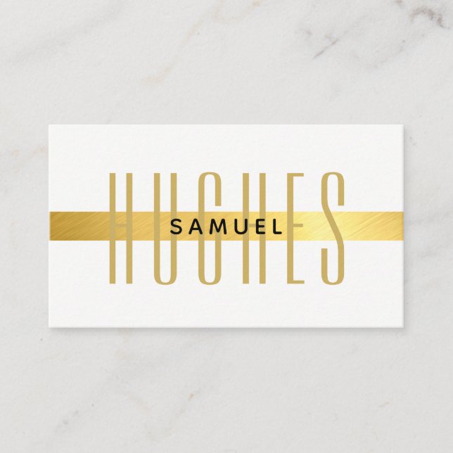 MINIMALIST simple masculine name black & faux gold Business Card (Front)