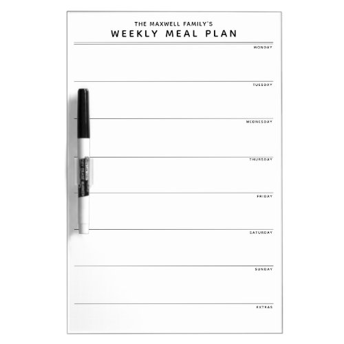 Minimalist Simple Meal Planner Dry Erase Board