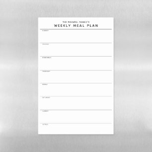 Minimalist Simple Meal Planner Magnetic Dry Erase Sheet