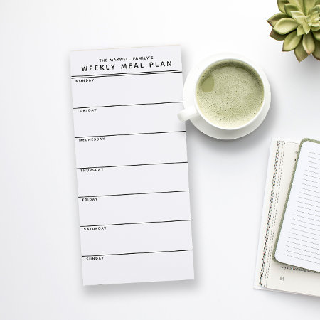 Minimalist Simple Meal Planning Notes Magnetic Notepad