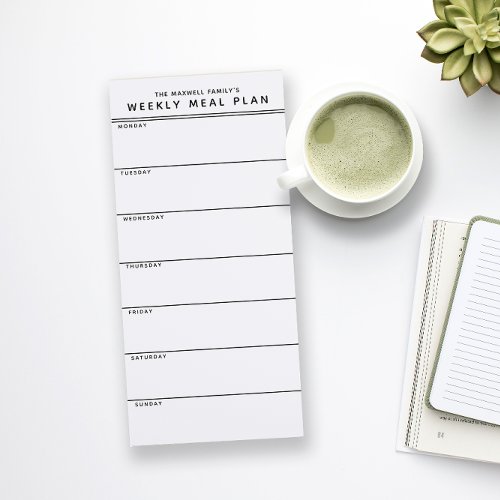 Minimalist Simple Meal Planning Notes Magnetic Notepad