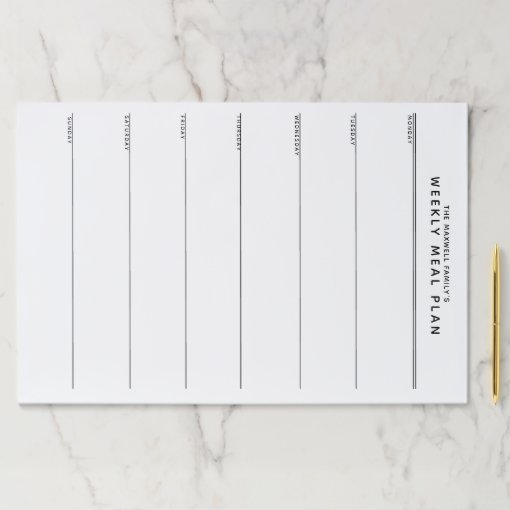 Minimalist Simple Meal Planning Paper Pad Zazzle