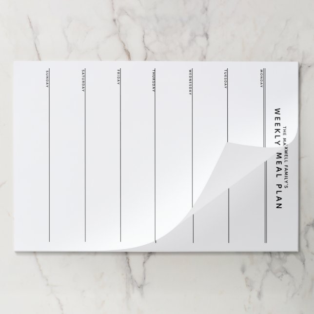 Minimalist Simple Meal Planning Paper Pad (Folded)