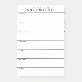 Minimalist Simple Meal Planning Post-it Notes by 2BirdStone at Zazzle