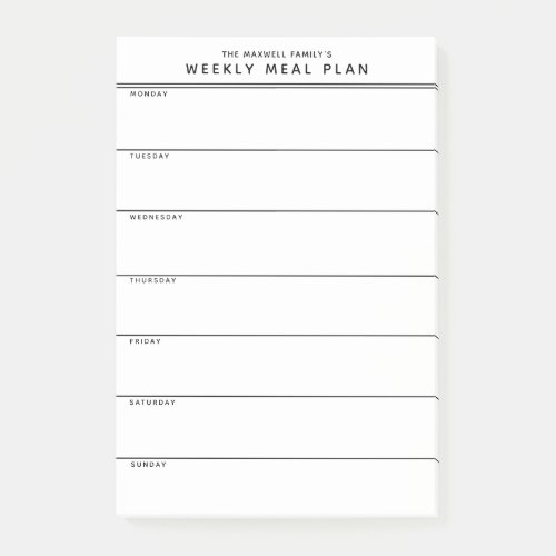 Minimalist Simple Meal Planning Post_it Notes