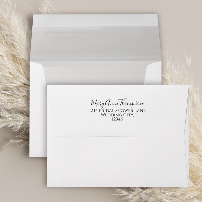 Minimalist Simple Minimal Basic Plain Envelope (Simple white envelope with light grey lining with return address template. )