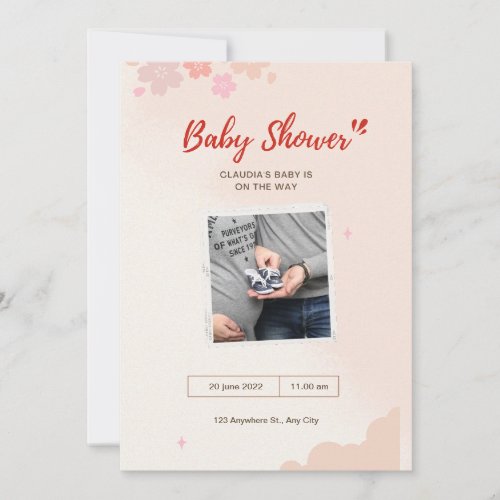 Minimalist simple modern Baby Shower Photo Invitation