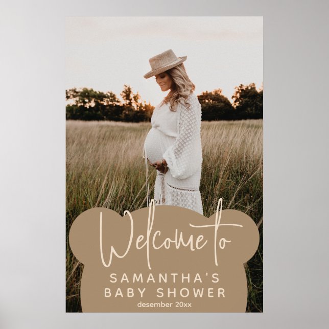 Minimalist simple modern Baby Shower Photo welcome Poster (Front)