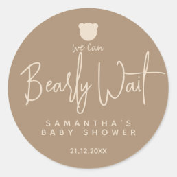 Minimalist simple modern bear Baby Shower Classic Round Sticker