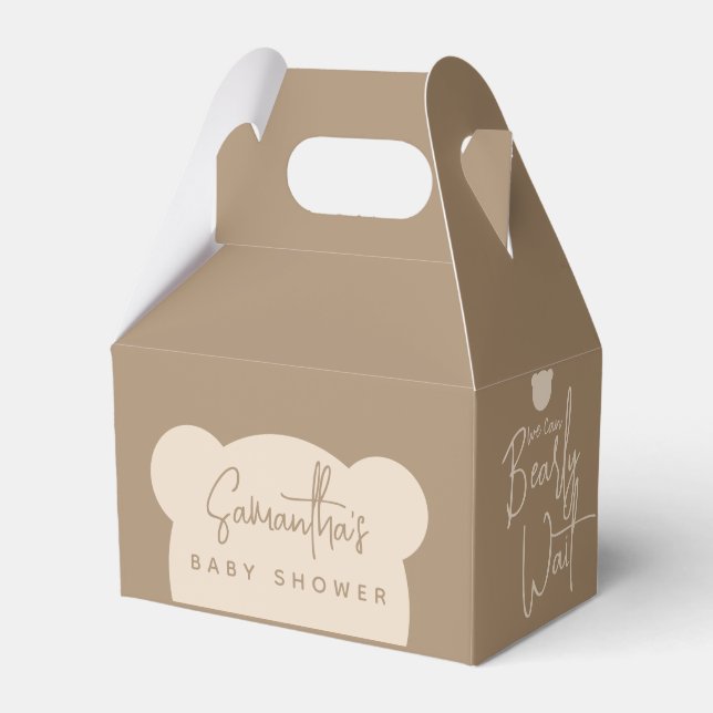Minimalist simple modern bear Baby Shower Favor Boxes (Front Side)