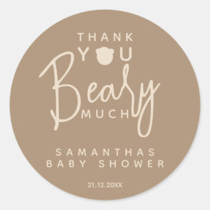 Minimalist simple modern bear Baby Shower Favor Classic Round Sticker