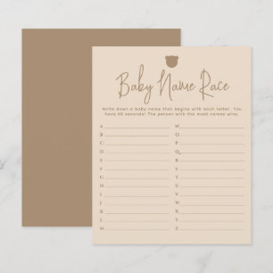 Minimalist simple modern bear Baby Shower Game