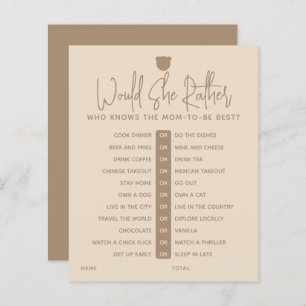 Minimalist simple modern bear Baby Shower Game