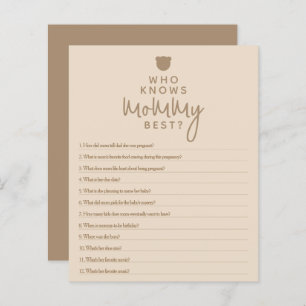 Minimalist simple modern bear Baby Shower Game