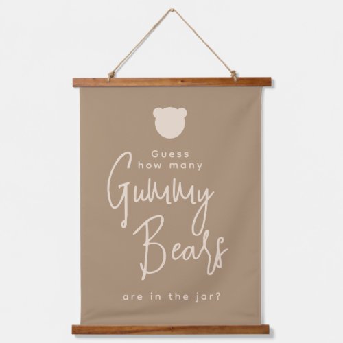 Minimalist simple modern Bear Baby Shower Game Hanging Tapestry