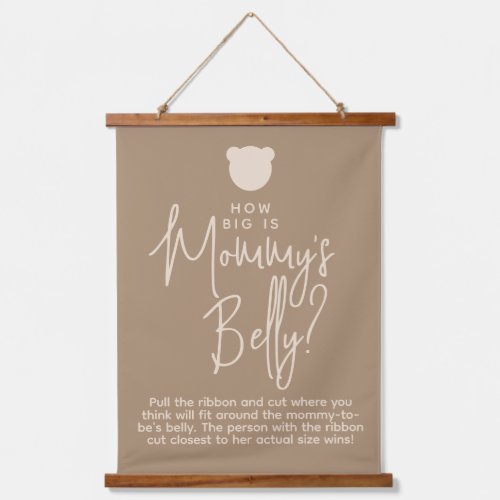 Minimalist simple modern Bear Baby Shower Game Hanging Tapestry