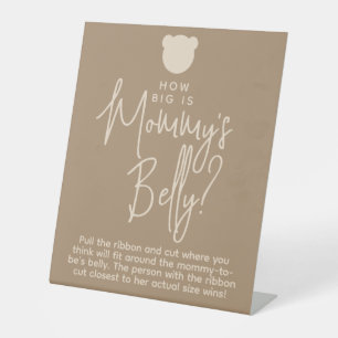 Minimalist simple modern Bear Baby Shower Game Pedestal Sign