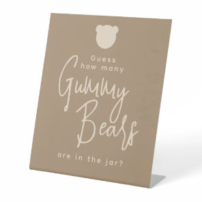 Minimalist simple modern Bear Baby Shower Game Pedestal Sign