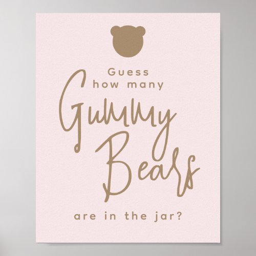 Minimalist simple modern Bear Baby Shower Game  Poster