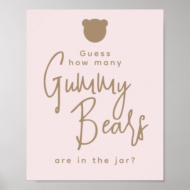 Minimalist simple modern Bear Baby Shower Game  Poster (Front)