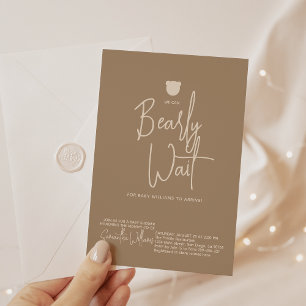 Minimalist simple modern bear Baby Shower Invitation