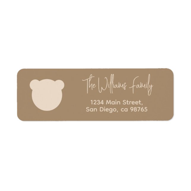 Minimalist simple modern bear Baby Shower  Label (Front)