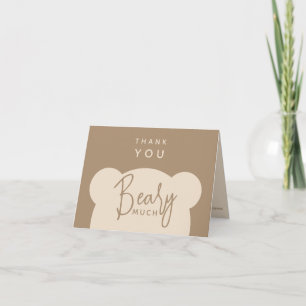 Minimalist simple modern bear Baby Shower Letterpress Thank You Card