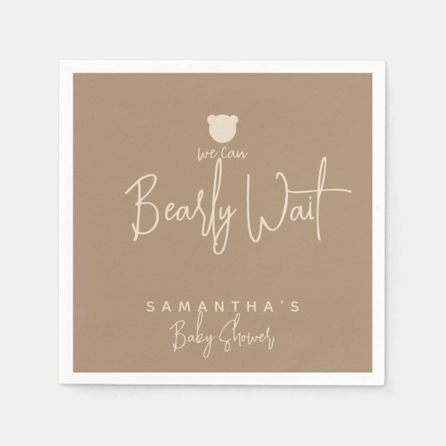 Minimalist simple modern bear Baby Shower  Napkins (Front)