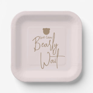 Minimalist simple modern bear Baby Shower Paper Plates