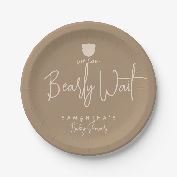 Minimalist simple modern bear Baby Shower Paper Plates Zazzle
