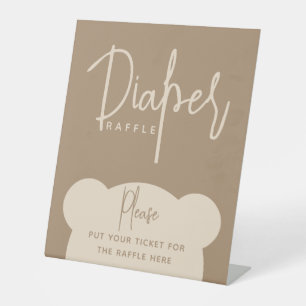 Minimalist simple modern Bear Baby Shower Pedestal Sign