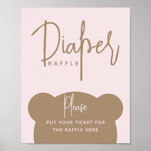 Minimalist simple modern Bear Baby Shower  Poster