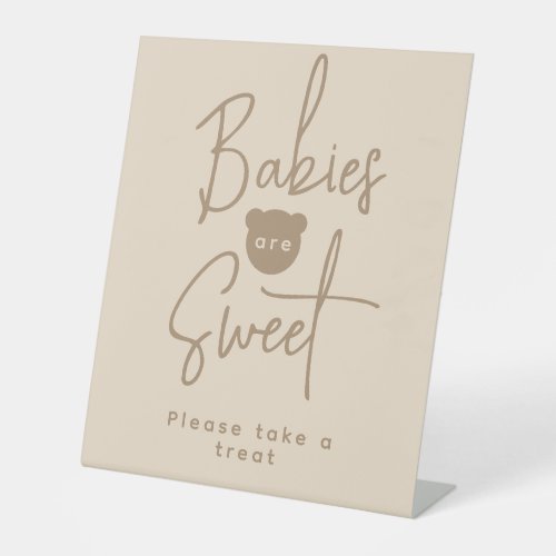Minimalist simple modern Bear Baby Shower sweet Pedestal Sign