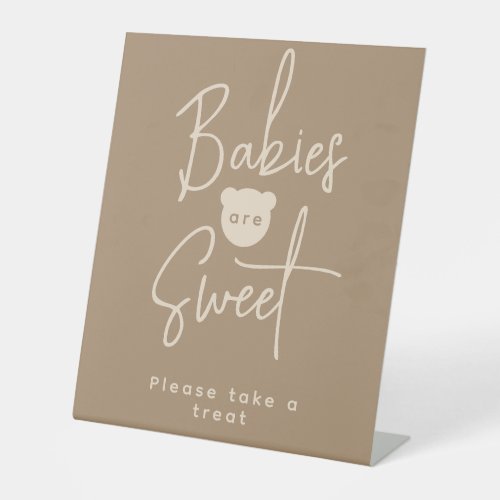 Minimalist simple modern Bear Baby Shower sweet  Pedestal Sign