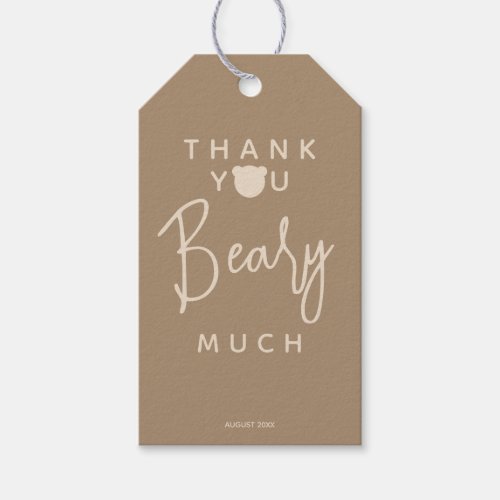 Minimalist simple modern bear Baby Shower Thank Gift Tags