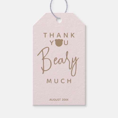 Minimalist simple modern bear Baby Shower Thank  Gift Tags