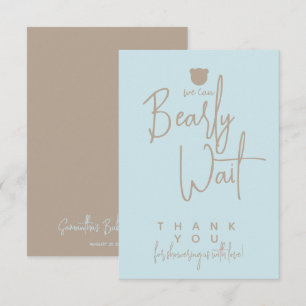 Minimalist simple modern bear Baby Shower  Thank You Card