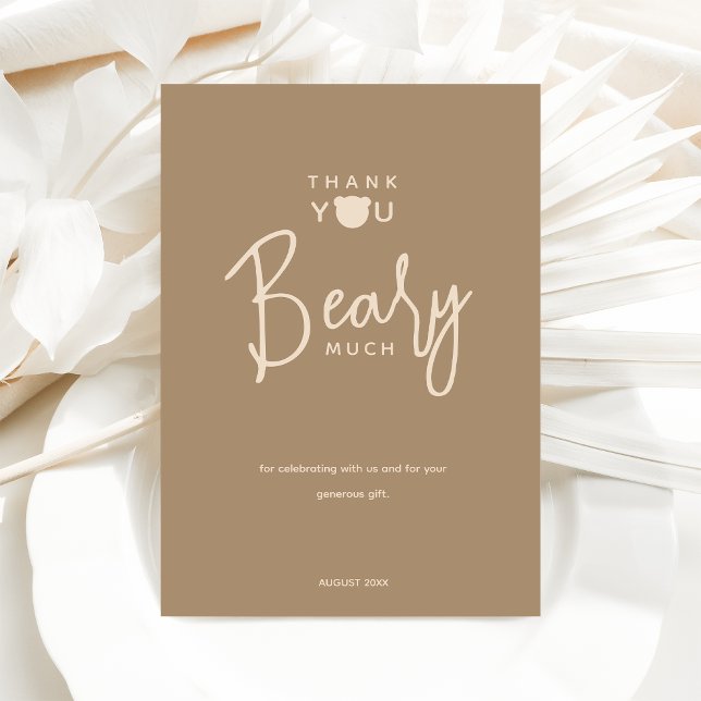 Minimalist simple modern bear Baby Shower  Thank You Card (Creator Uploaded)