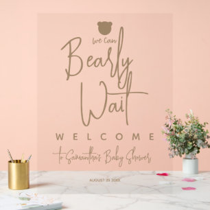 Minimalist simple modern bear Baby Shower welcome Acrylic Sign