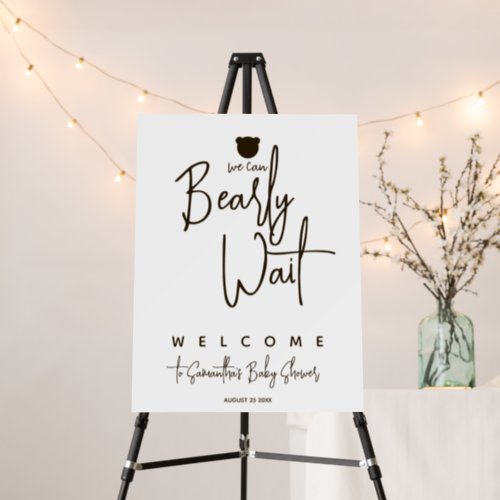 Minimalist simple modern bear Baby Shower welcome Foam Board