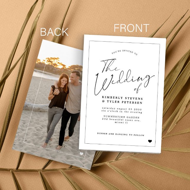 Minimalist simple modern calligraphy wedding invitation (Creator Uploaded)