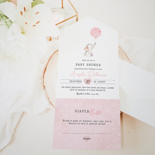 Minimalist simple modern elephant Baby Shower  All In One Invitation