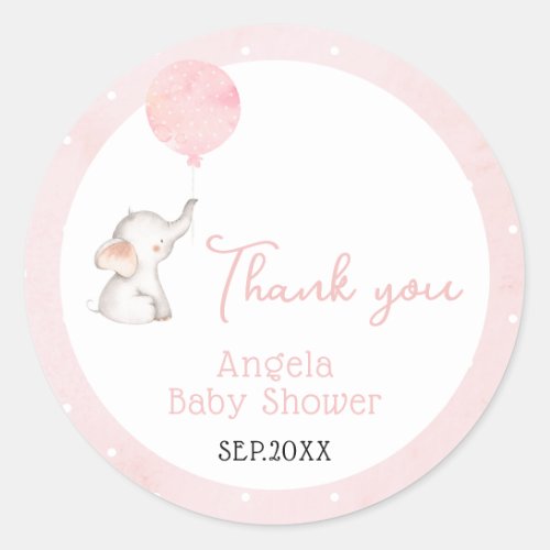 Minimalist simple modern elephant Baby Shower  Classic Round Sticker