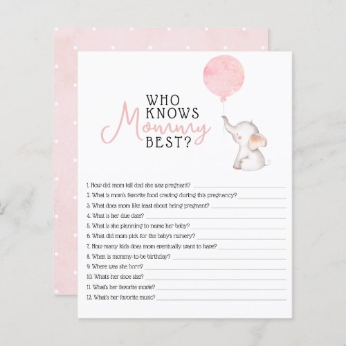 Minimalist simple modern elephant Baby Shower Game